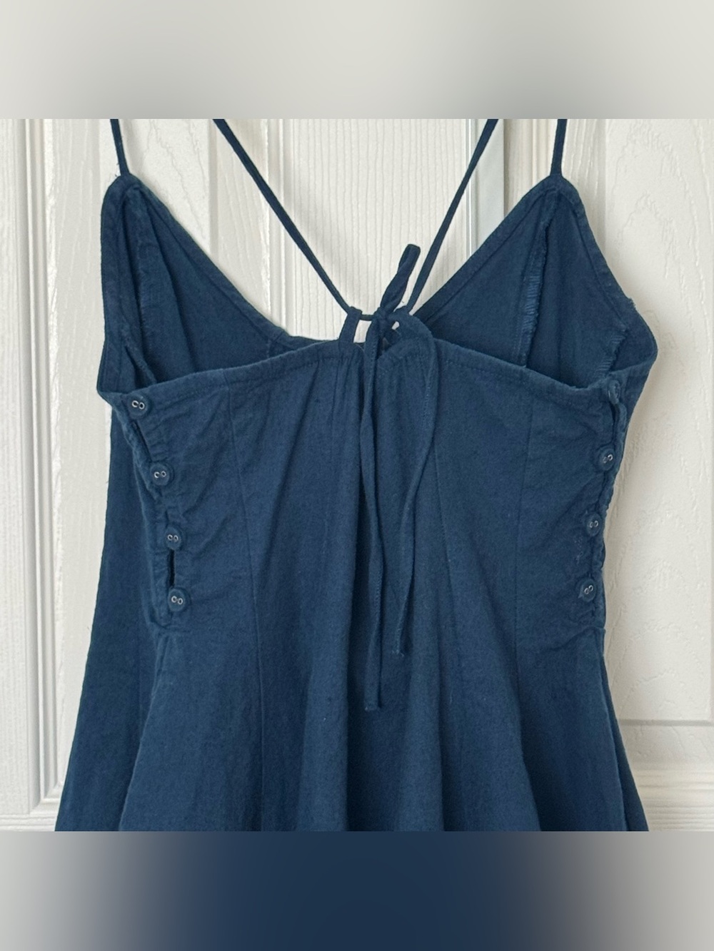Free People free-est Tan Lines Stretch Linen Blend Mini Dress Navy Size M - Picture 7 of 16